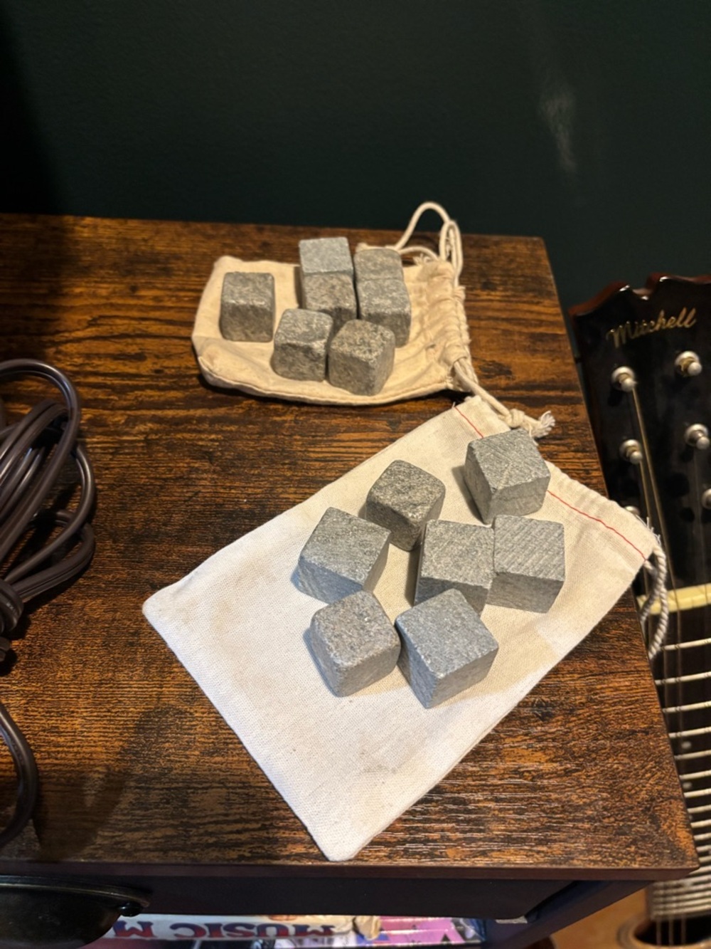 Whiskey Stone Set with Drawstring Pouches - Gray